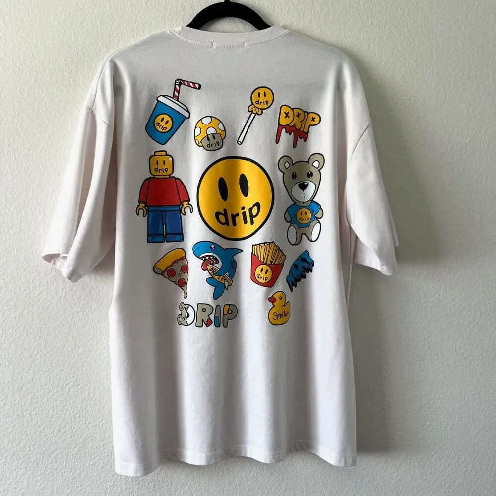 ANOTHER Korean Brand Drip Smile Back Over Tshirt One Size